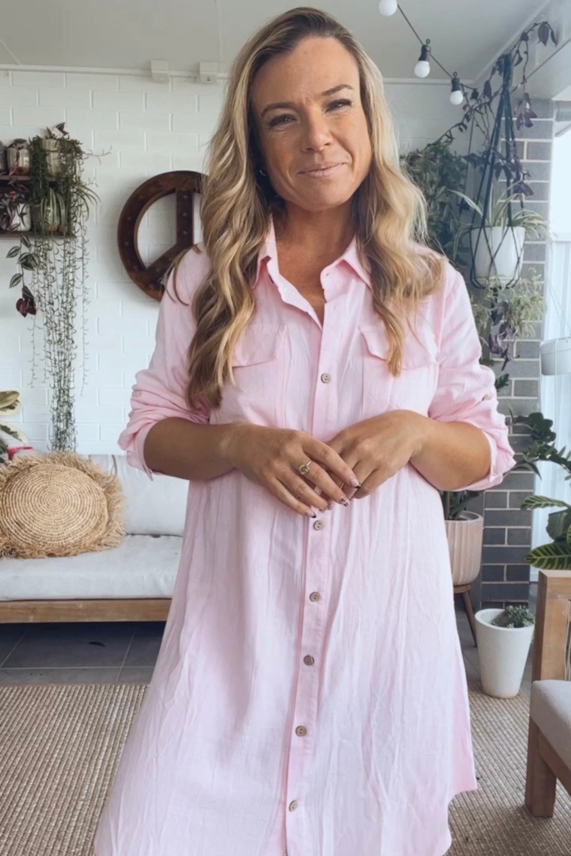 Linen Love Dress- Pink