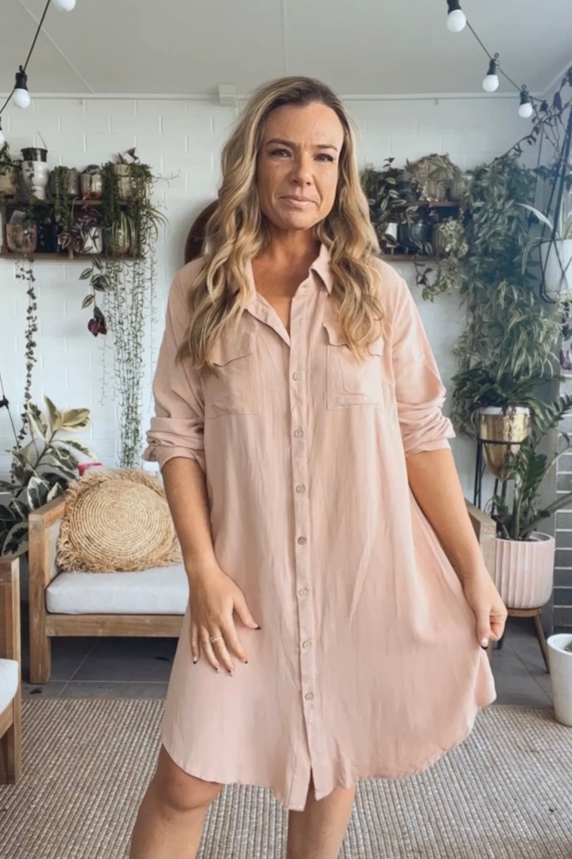 Linen Love Dress-Tan